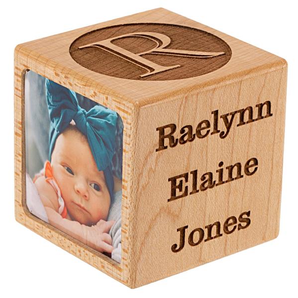 Personalized Baby Block w/ Photo - typeface